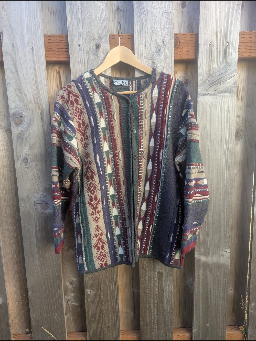 Vintage Coogi Style 90's Wool Blend Cardigan Sweater